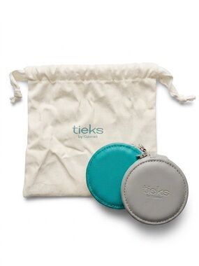 Tieks LE Round Pouch Travel Jewelry Box in Teal and Light Gray